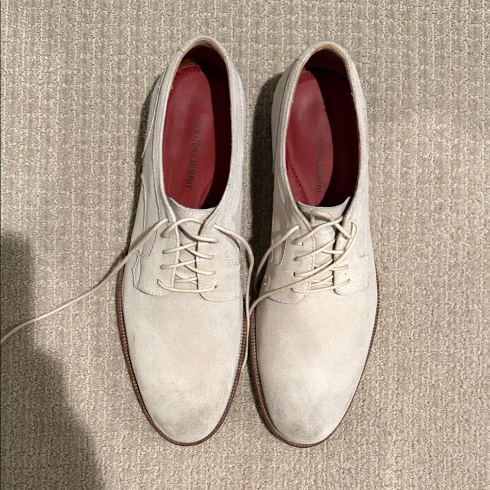 Johnston & Murphy Men's Cream Suede Dress Shoes